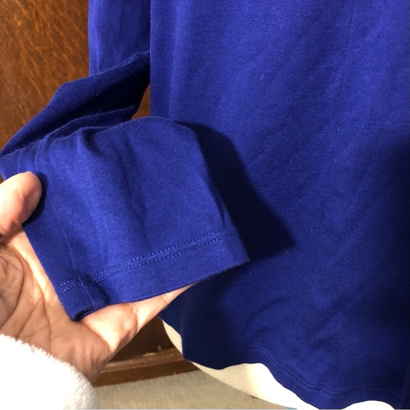 TALBOTS Minimalist Supima Cotton Blend Top Mini Sailor Collar Royal Blue Sz M - Picture 5 of 7